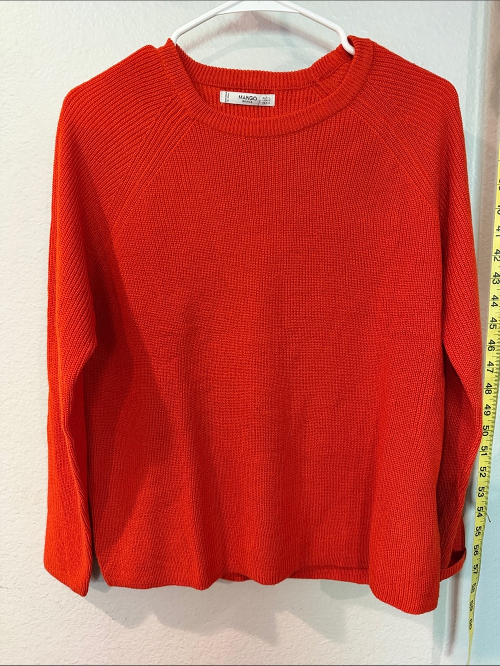 Mango Women's Vibrant Orange Crewneck Knit Sweater